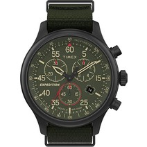 Timex 남성용 익스페디션 필드 크로노그래프 시계 블랙/그린. 스트랩