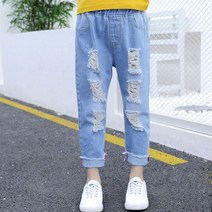 마더라이크 아동 주니어의류 여아찢청바지 밴딩팬츠 초등학생