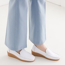 4.5cm 천연소가죽 통굽 슬립온 여성로퍼 D3815