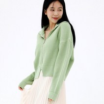 빅카라 니트 짜임 하프 오픈 집업 가디건