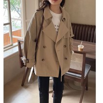 여자 봄가을 더블버튼 트렌치코트 재킷 캐주얼 미시 자켓 바바리 코트 인박카123