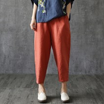 여성바지 여친룩 루즈핏 린넨 밴딩팬츠 배기팬츠