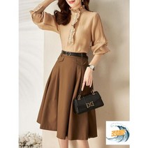 여자 미니셔츠 슬림핏 직업정장 패션 스커트 블루프렌치 누름