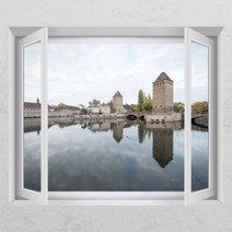 im595 가을의한적한유럽풍경 창문그림액자.꾸밈, F타입-러블리베이지