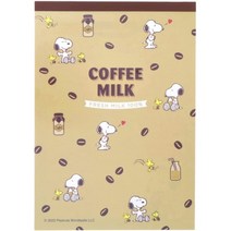 일본직발송 3. 선스타 문구(SUN-STAR STATIONERY) 선스터 문구 스누피 메모 A6 땅콩 우유 스탠드 커피 우, One Size, One Color