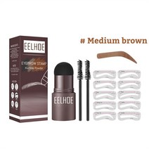 눈썹 펜슬 마커 타투 아이브로우펜 전문 한 단계 스탬프 쉐이핑 세트 펜 연필 젤 방수, 미디엄 브라운 세트
