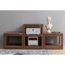 오디오보관대 스피커 앰프 원목 선반 캐비닛 진열장, 엣지 싱글 3단 블랙 월넛