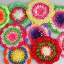 국산 아크릴사 해바라기 원형 수세미 다용도랜덤발송/1개, 없음