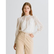 21FW 아이보리 레이스 코튼혼방 긴팔블라우스 JSBL1D300IV