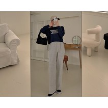 마리델 테리 밴딩 와이드 팬츠