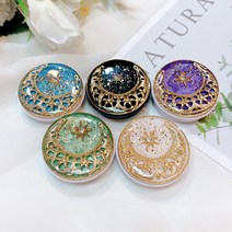 문크리스탈 레진 골드 펄 초승달 별 핑거 그립 스마트톡 톡 홀더, 그린, 1개