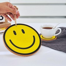 스마일 냄비받침 코르크 티코스터 다용도 깔개 odda, 스마일냄비받침(L)