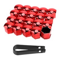 21pcs 교체 부품 프레스 휠 너트 캡 클립 외부 장식 솔리드 자동차 액세서리 17mm 19mm 21mm 타이어 볼트 커버, 빨간색, 21mm 0.83인치