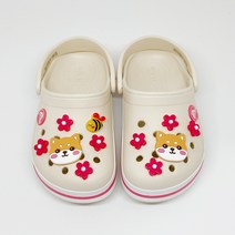핑크 미니꽃 댕댕이 강아지 파츠 버튼 신발 악세사리 세트 실내화 꾸미기 11P