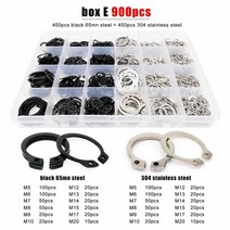 M5 ~ M20 스테인레스 스틸 블랙 65mn 샤프트 베어링 고정 클립 스냅 링 C 타입 외부 250 개/900 개 세트, 05 box E 900pcs