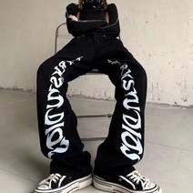 디오스 레터링 와이드 버클 블랙진 팬츠