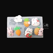 몰드비 둥글둥글 토끼&당근 8구 실리콘 수제 몰드, 단품