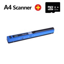 북스캐너 셀프북스캔 북스캐너 IScan-휴대용 A4 문서 스캐너 책 사무실 핸드헬드 모바일 JPG/PDF 900DPI, 09 Blue 32G SD Card