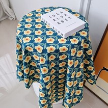 세겹꽃 꽃무늬 원단, 블루