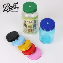 [RAβ4] 볼 메이슨 빨대홀 컬러 레귤러 뚜껑 1p 밀폐유리자 유리컵 유리병 용뚜껑 유리자 볼자 드리킹자 ▷_6β840Ea, β_블랙