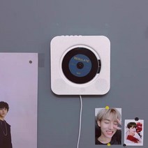 벽걸이 CD플레이어 시디플레이어 블루투스스피커 FM라디오 리모컨, 블랙+방진 커버