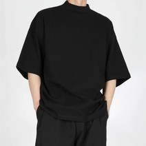 맨투맨 등산 럭셔리 솔리드 컬러 티셔츠 틈새 크루 넥 일본 반팔 남성 여름 캐주얼 보터밍 셔츠