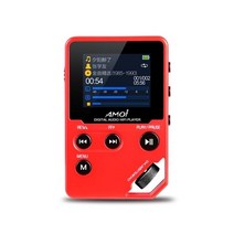 무손실 음원 하이파이 플레이어 amoi c10 hifi 휴대용 mp3 hd 미니 스포츠 음악 mp4 지원 라디오 fm tf ebook 스테레오 레코더 trackwheel, 빨간색, 8GB