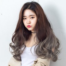 가발위드 투컬러 웨이브 붙임머리 헤어피스 가발 10cm, 다크애쉬그레이50cm, 1개