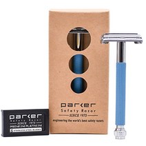Parker 파커 29L 롱 핸들 여성 더블 에지 버터플라이 오픈 안전 면도기 로즈 골드 5개 플래티넘 블레이드, Blue, One Size