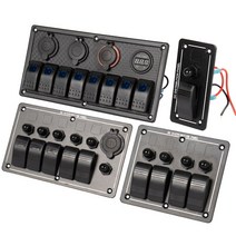 요트 캠핑카 전기 스위치 박스 소켓 LED 12V 알루미늄, 5 키 스위치 제어판 + 전압계