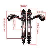 알루미늄 문 손잡이 스테인레스 스틸 철제 정원 잠금 세트 심플 레드 앤티크 구리 잎 울타리, 한개옵션0