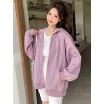 후드집업 솔리드 드롭 숄더 지퍼 업 오버사이즈 후디