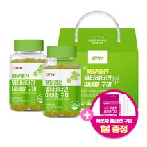 [구미젤리 1봉 증정] GNM 행운충전 멀티비타민 미네랄 구미 선물세트 (총 2개월분) / 비타민B 비타민C 비타민D 비오틴, 2병, [구미젤리 1봉 증정] 60구미