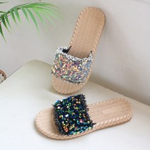 런슈즈 스팽글 여성 비치슬리퍼 샌들 반짝이스팽글 사무실슬리퍼
