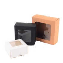 30p 단체주문 샌드위치 도시락용 투명창 종이박스 내복 가족행사 수건선물 컵케이크 포장, 1개, 중 - 화이트