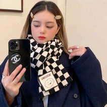 DFMEI 캐시미어 라이크 체크 머플러 도톰 숄