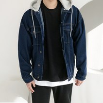 오버핏 후드 데님 자켓