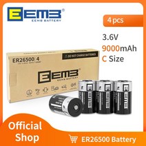 대용량 EEMB-ER26500 C 사이즈 배터리 3.6V 리튬 배터리 9000mAh PLC 제어 배터리 수량계 창 센서 홈 모니, 한개옵션0