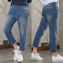 벅시루 여성 써머 꽃라인 얇은 스판 배기진 337 청바지