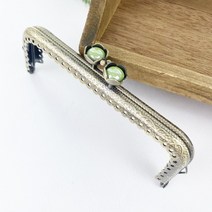 헤세드 NEW)12.5cm 사각 연꽃잎 구슬 동전지갑프레임, 옐로우그린, 1개