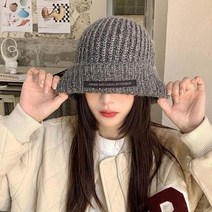 오너클랜 짜임 루즈핏 골지 니트 롱비니 모자 빅사이즈 패치 비_WB46BA1