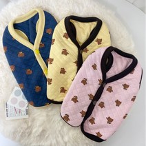 귀여운 무늬 강아지옷 누빔 조끼 실내복, 여우 누빔 조끼(노랑)