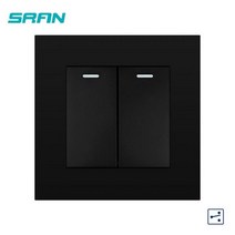 POE 이더넷 스위치허브 SRAN 벽 조명 스위치 2 갱 웨이 16A 86mm * 철판 로커 스위치 화이트/블랙/골드/그레이 난연성 pc 패널, Black 2gang 2way_110-250V | 86