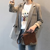 무드무드 제나 체크 루즈핏 자켓