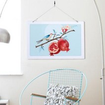 ns233-행잉액자 석류와새(사각가로대형)
