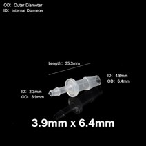 식품 등급 PP 커넥터 5 개 1.6 ~ 10mm 수족관 물고기 탱크 공기 펌프 호스 가시 조인트 연수 파이프 커플, 07 6.4mm x 3.9mm 5pcs