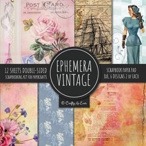 (영문도서) Ephemera Vintage Scrapbook Paper Pad 8x8 Scrapbooking Kit for Papercrafts Cardmaking DIY Crafts O... Paperback, Crafty as Ever