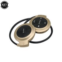 스포츠 무선 블루투스 호환 헤드폰 스테레오 이어폰 Mp3 음악 플레이어 헤드셋 이어폰 마이크로 SD 카드 슬롯 핸즈프리 마이크, gold