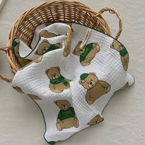 목화베리 그린곰 순면거즈2중 키친크로스 면행주, 그린곰키친크로스