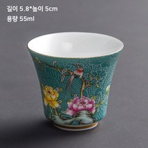전통 페인팅 도자기 찻잔 경덕진 빈티지 도자기 찻잔 개완 찻잔 55ml*2pcs, 청색*2